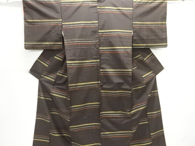 JAPANESE KIMONO / ANTIQUE KIMONO / SILK / DORO OSHIMA TSUMUGI / WOVEN STRIPE